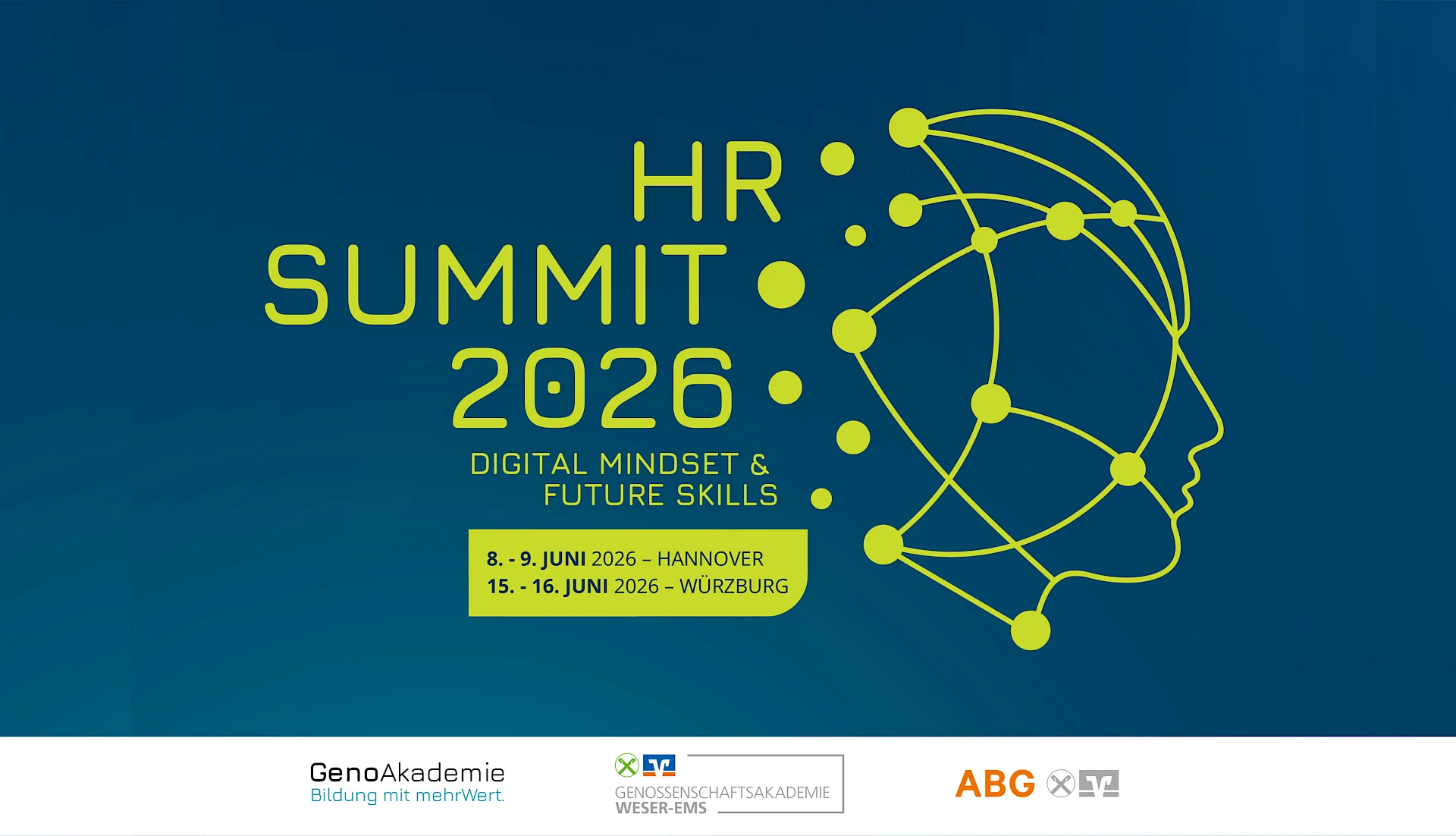 Flyer und Einladung zu einer zweitägigen Veranstaltung im Juni 2026 - jeweils in Hannover und Würzburg - der regionalen Akademien im Verbund.